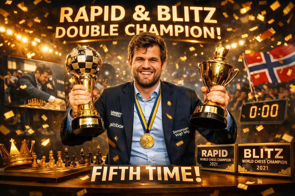 Magnus Carlsen Seals Rapid and Blitz World Championship Double for a Fifth Time